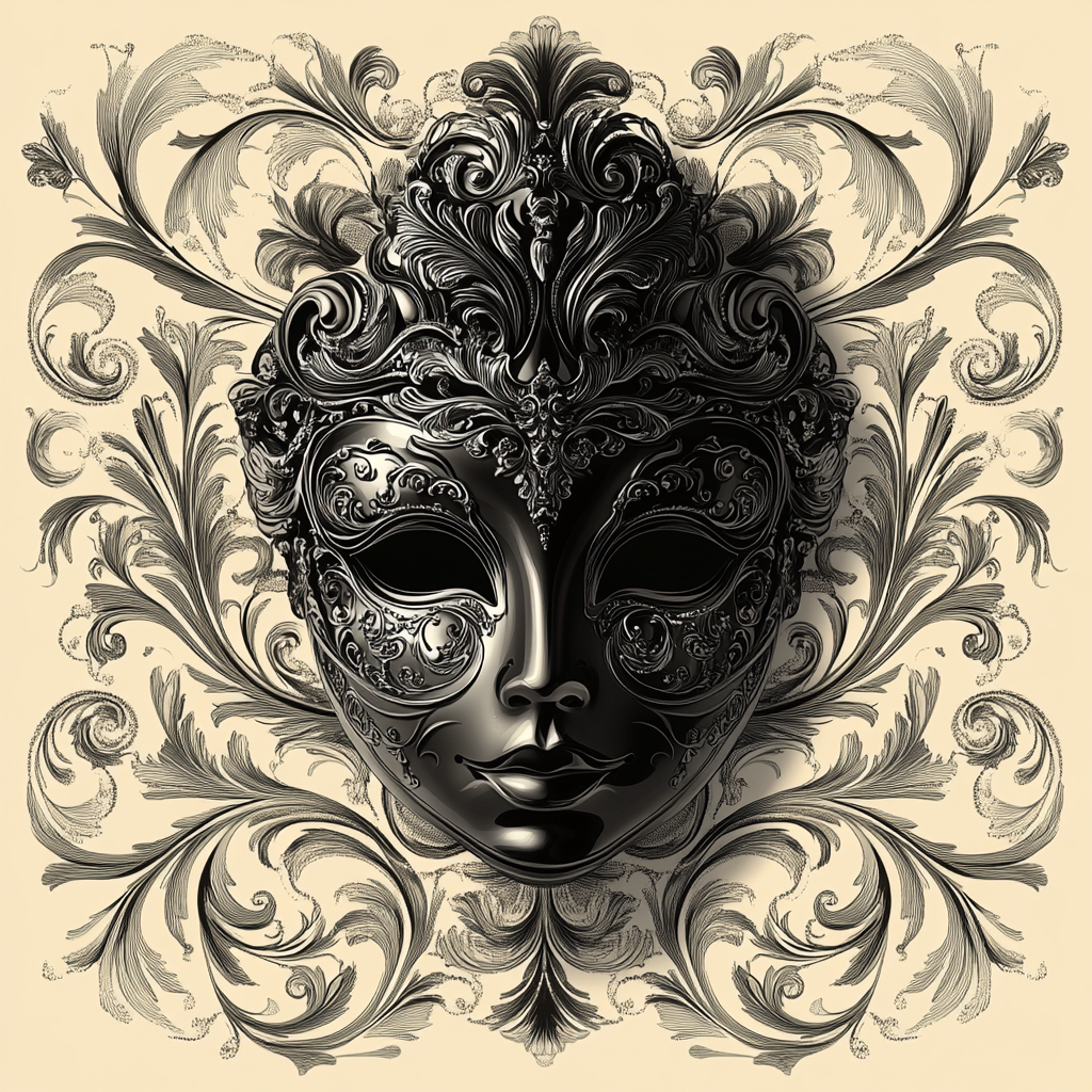 Beardsley Inspired Opera Mask Paint by numbers art