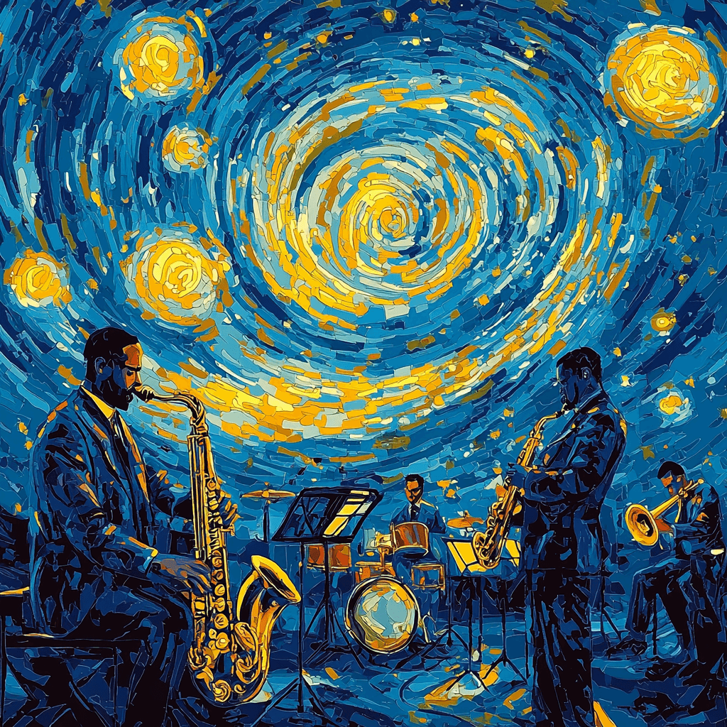 Vincent Van Gogh Inspired Starry Night Jazz Paint By Color
