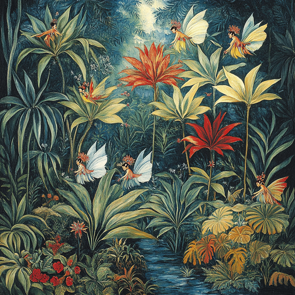 Frida Kahlo Inspired Mythical Jungle With Fairies Paint by numbers art