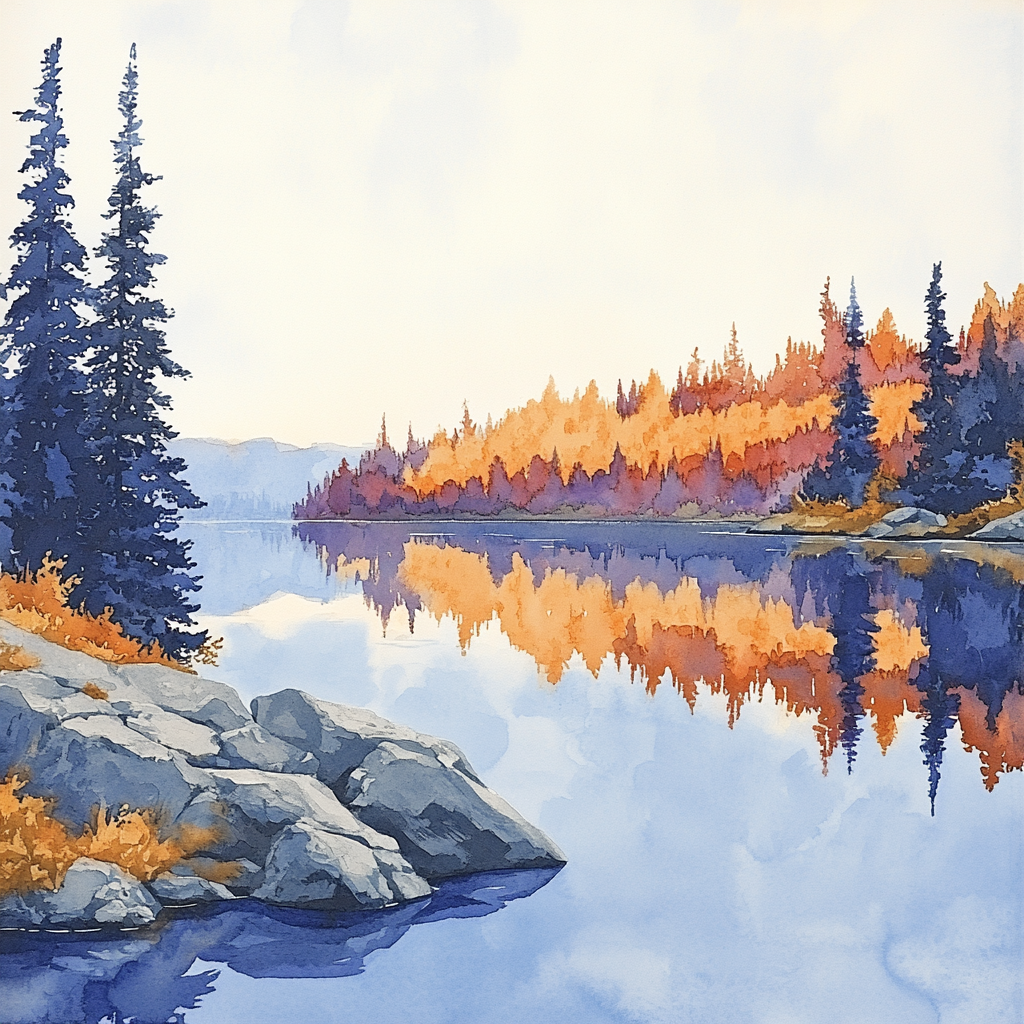 Franklin Carmichael Inspired Autumn Lake Reflections Painting by numbers kit