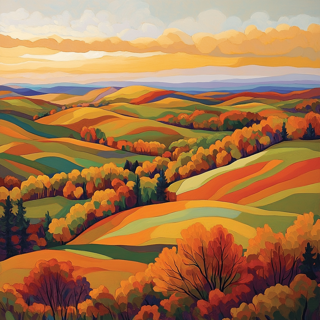 Frederick Varley Inspired Autumn Blaze Across Rolling Hills Paint by numbers art