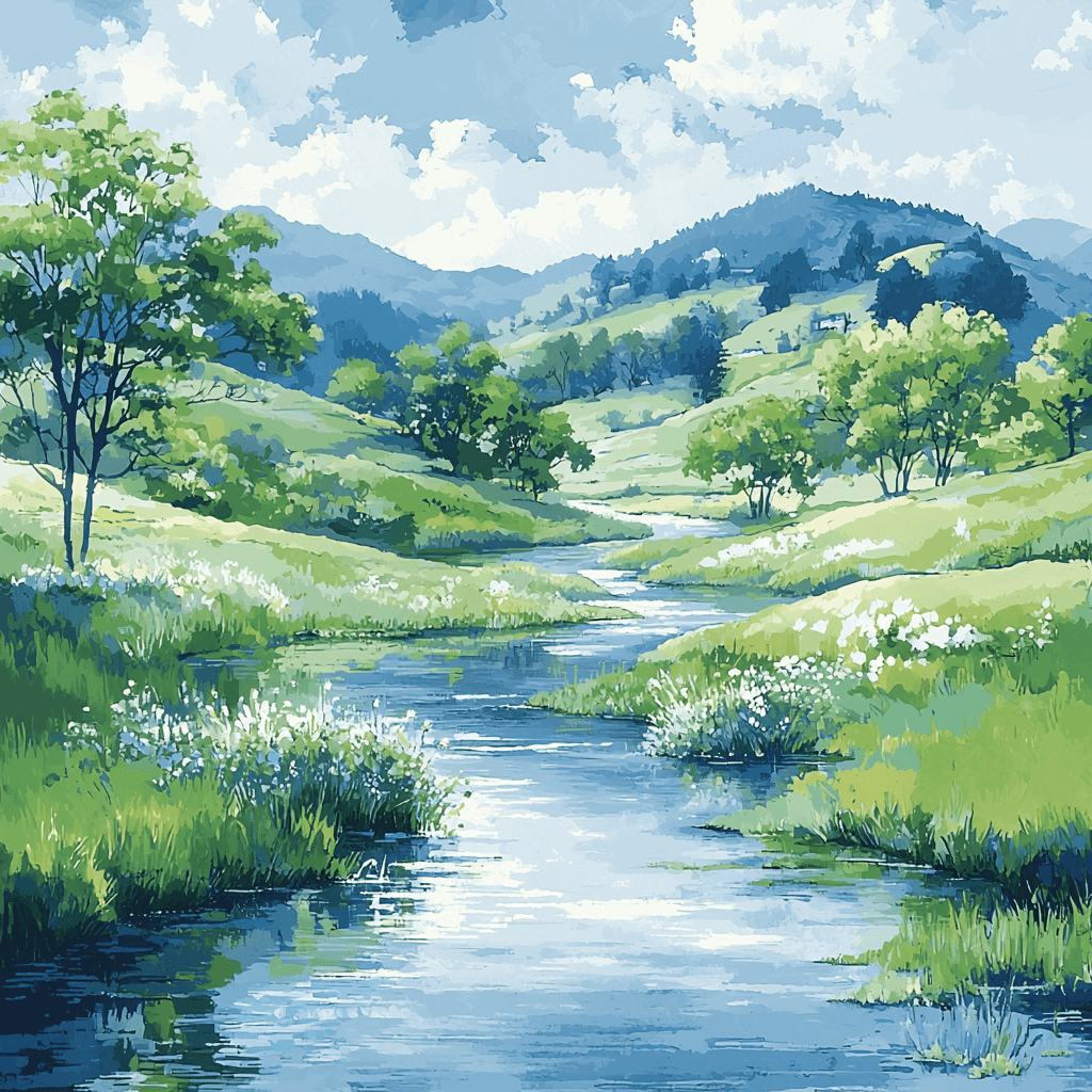 Hiroshige Inspired Gentle River's Embrace Paint By Numbers Art