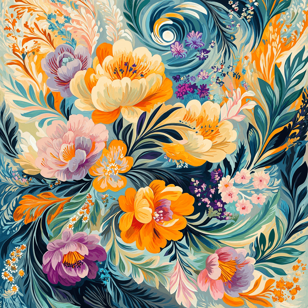 Alphonse Mucha Inspired Blossoming Whirlwind Numbered Painting Kits