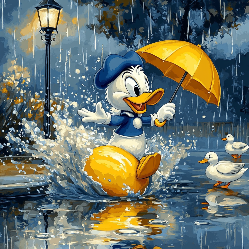 Donald Duck Rainy Puddle Splash Numbered painting kits