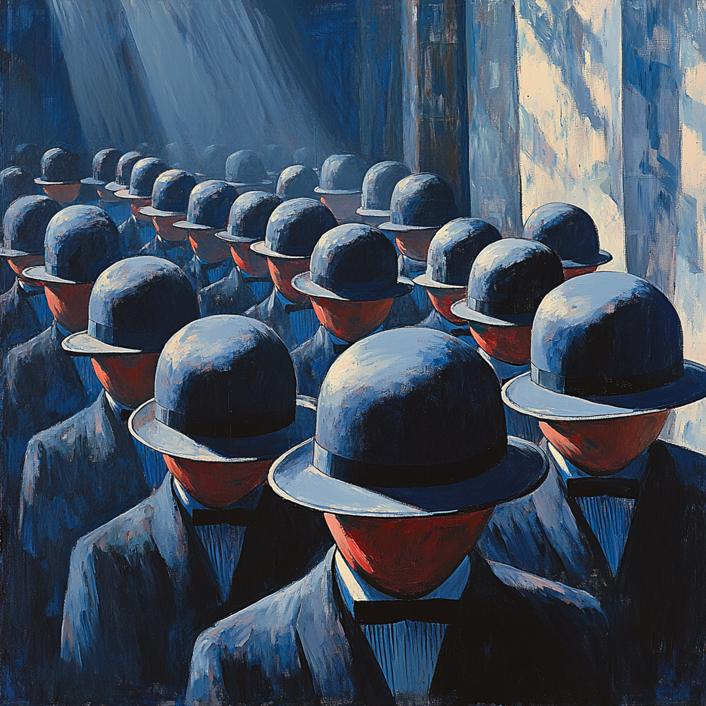 René Magritte Inspired Bowler Hat Festival painting number kit
