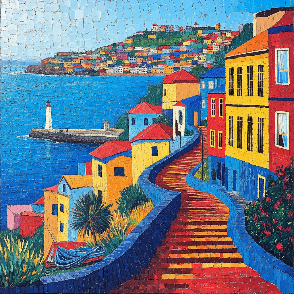 Promenade Along Valparaiso Hills Chile painting number kit