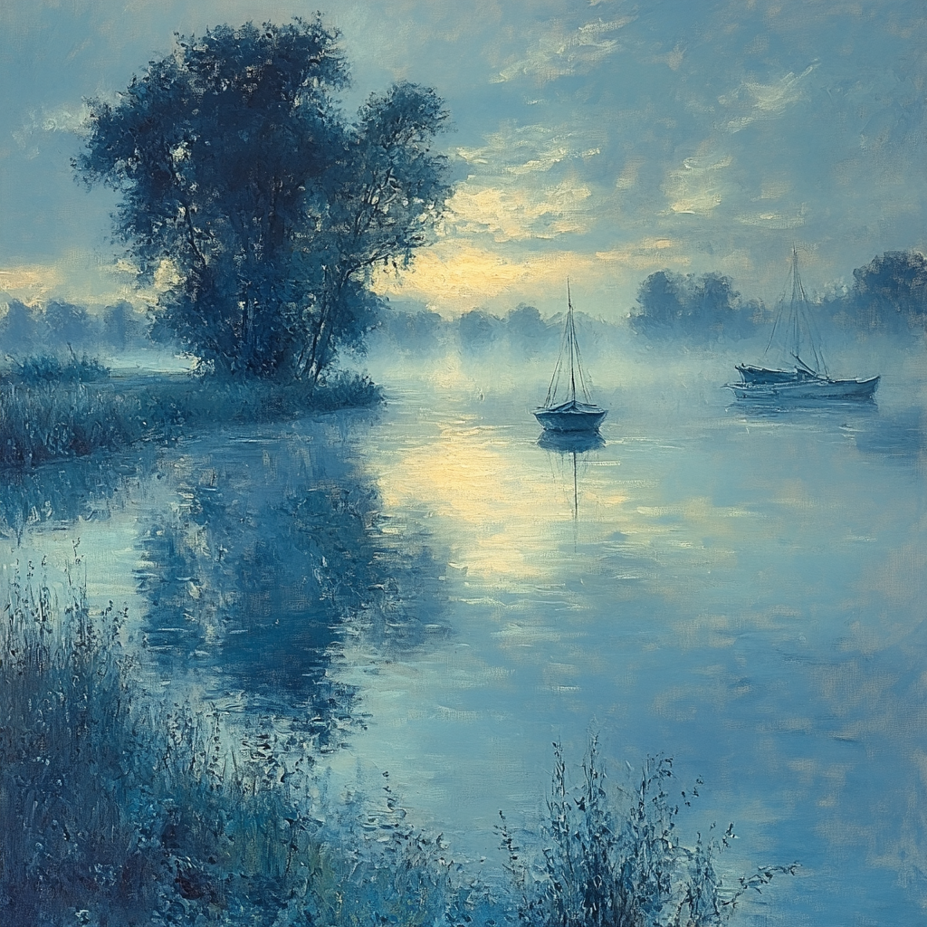 Claude Monet Inspired Foggy River Morning painting number kit