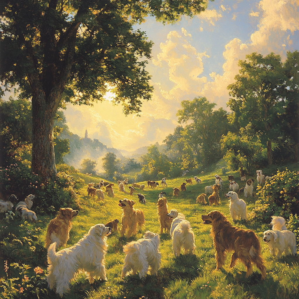 Edwin Landseer Inspired Playful Dogs Paint by numbers art