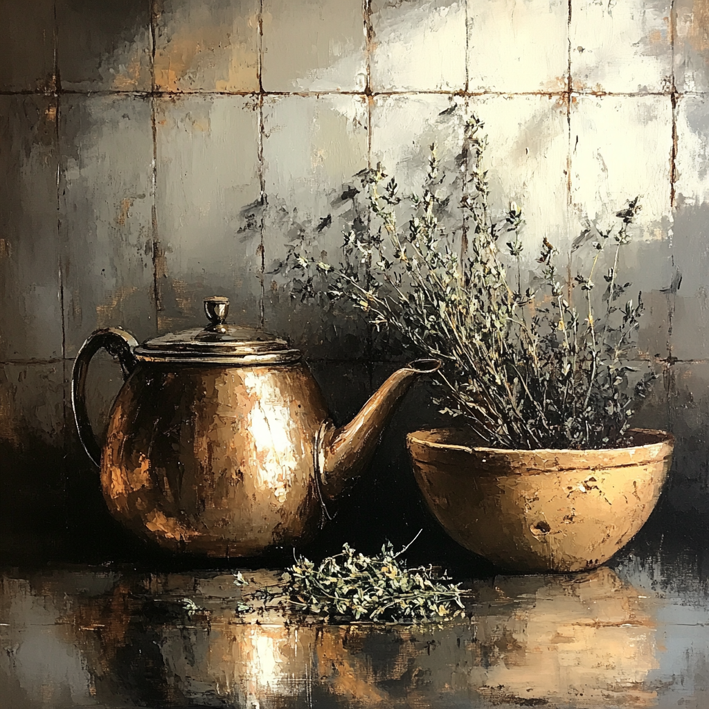 Diego Velazquez Inspired Copper Kettle And Dried Herbs Paint by numbers kits