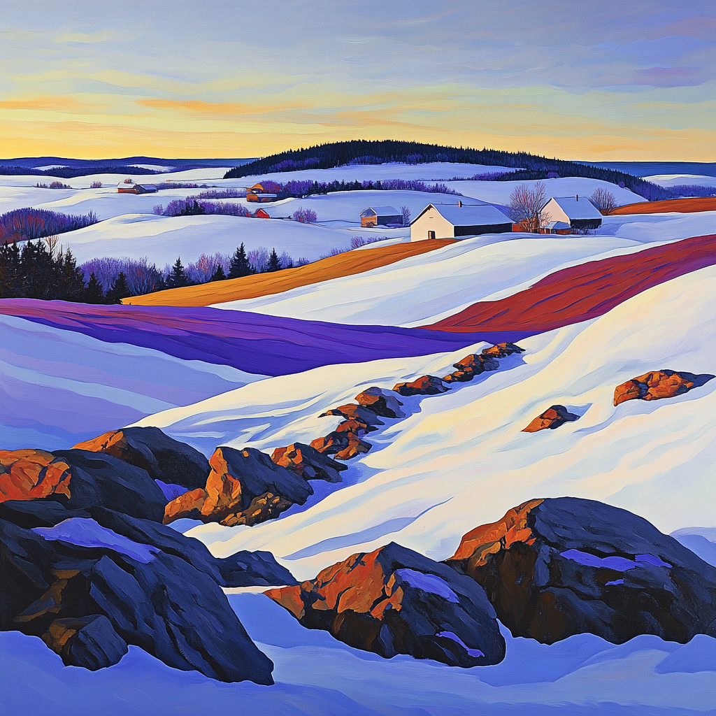 A.Y. Jackson Inspired Winter Light On Rural Ridge paint by numbers