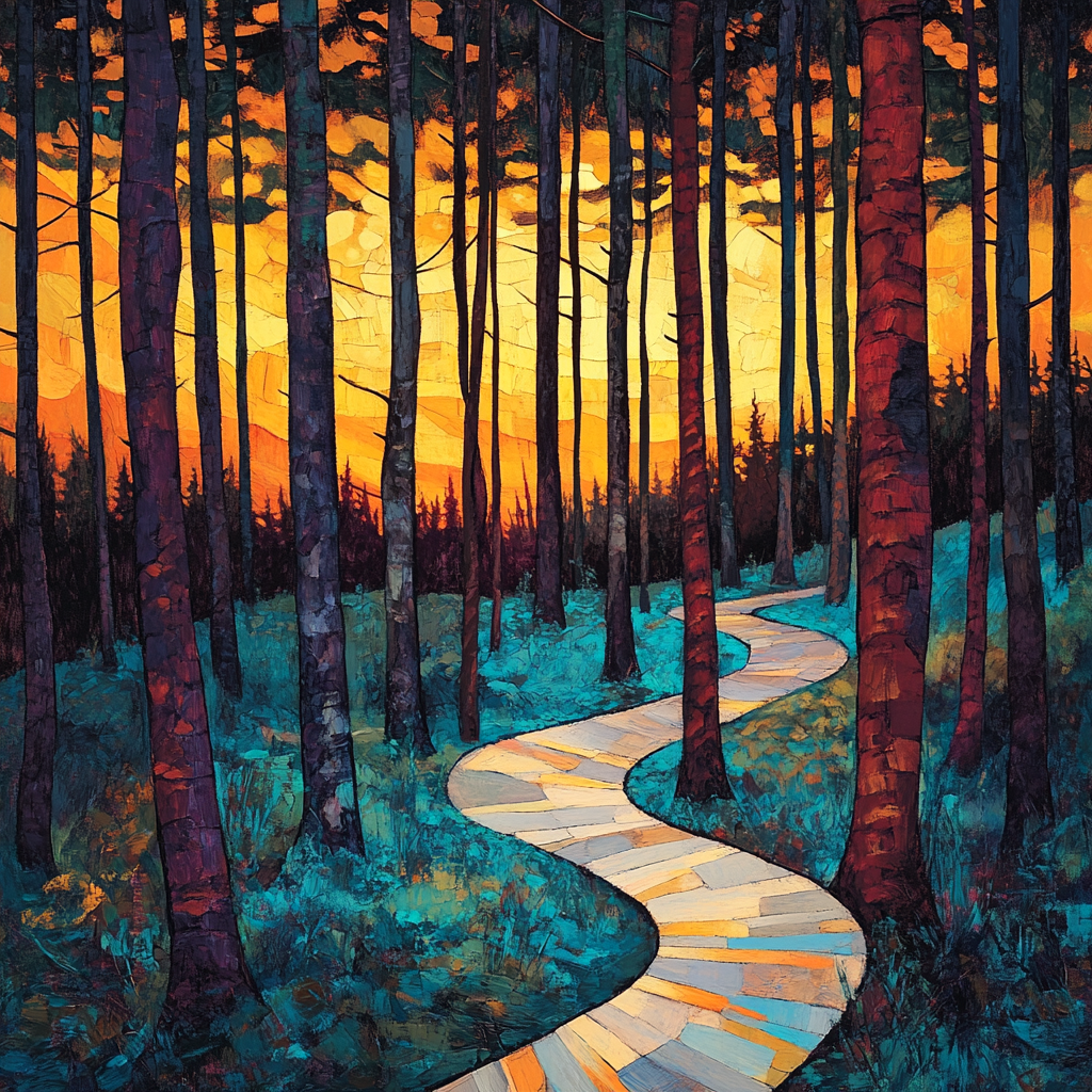 Edvard Munch Inspired Liminal Enchanted Forest Painting by numbers kit