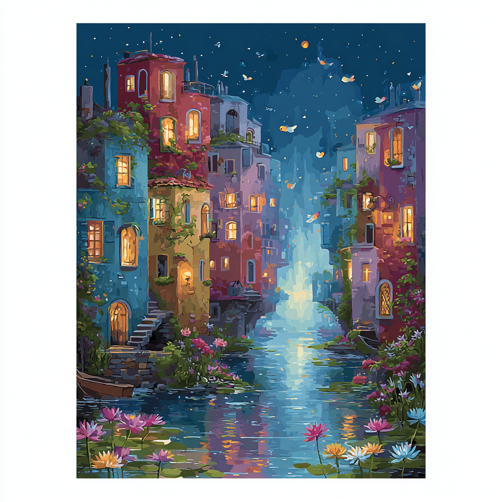 Marc Chagall Inspired Dreamlike Floating City Paint by numbers kits