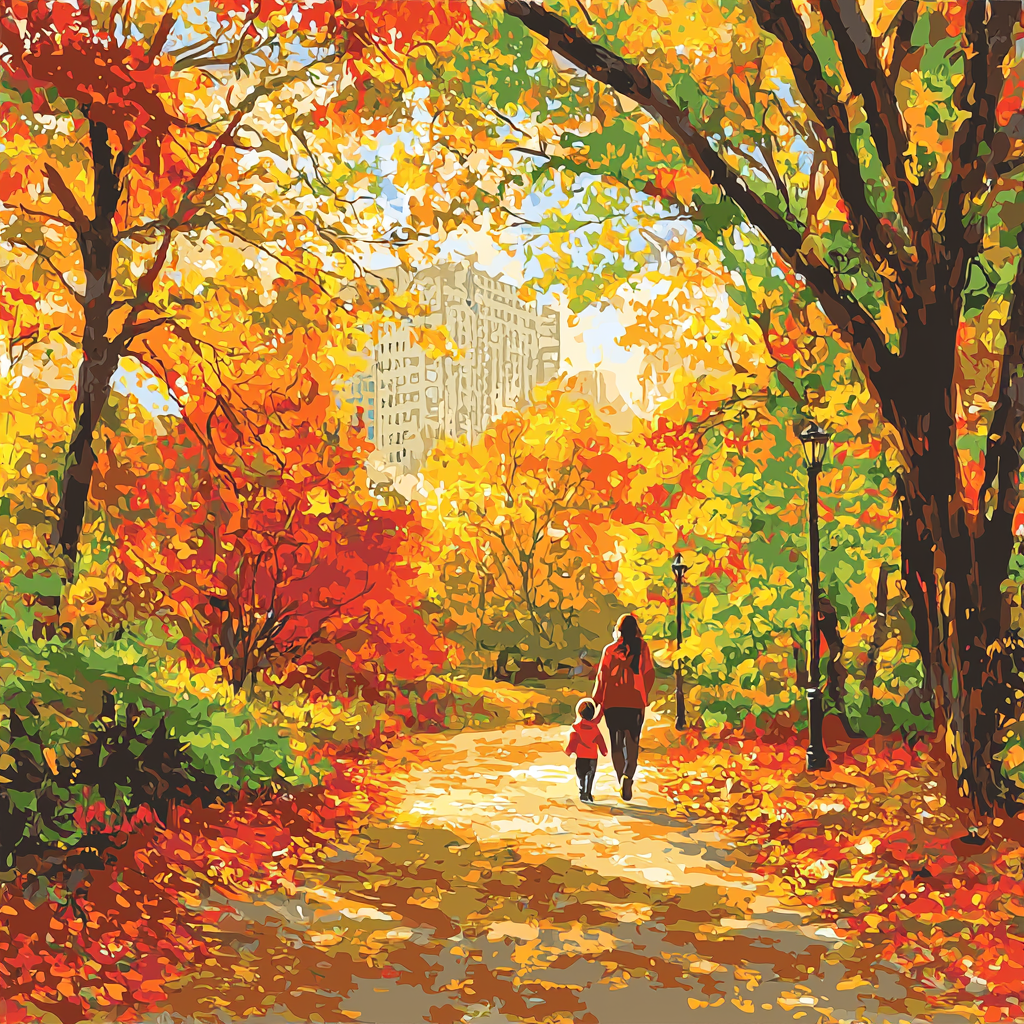 Autumn Afternoon Stroll Paint By Numbers Art