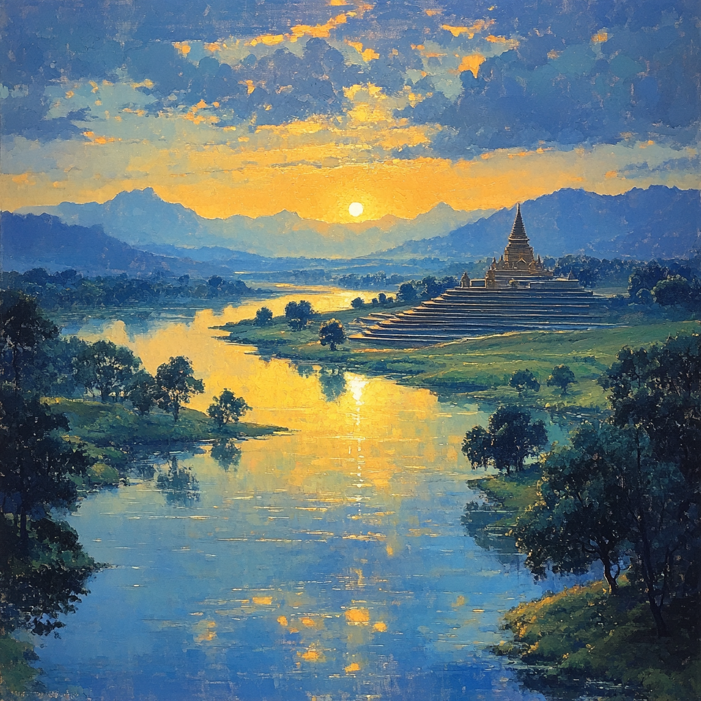 Raphael Inspired Luminous Horizon And Distant Temple Paint by numbers art