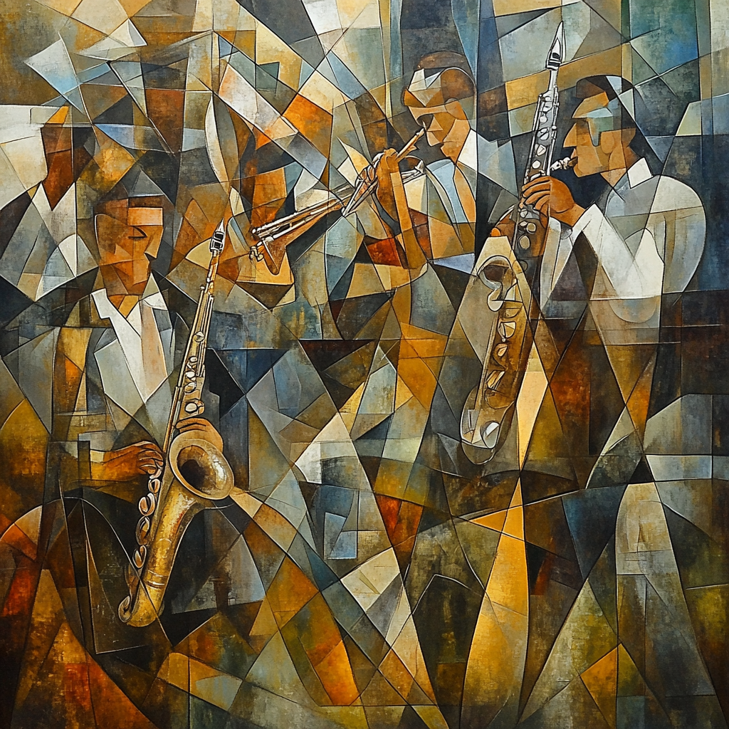 Picasso Inspired Cubist Jazz Musicians paint by number