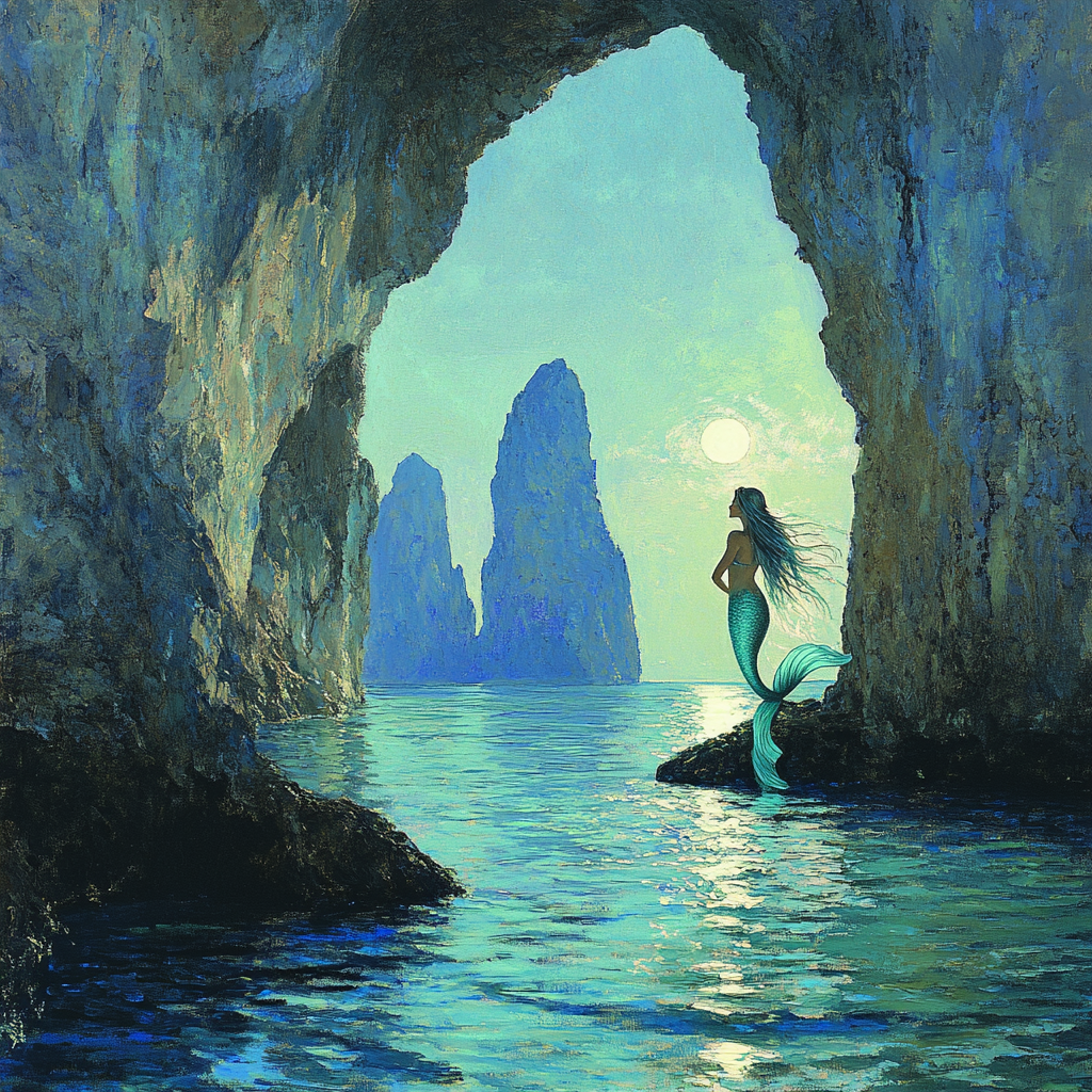 John William Waterhouse Inspired Mermaid Bay Paint by numbers art