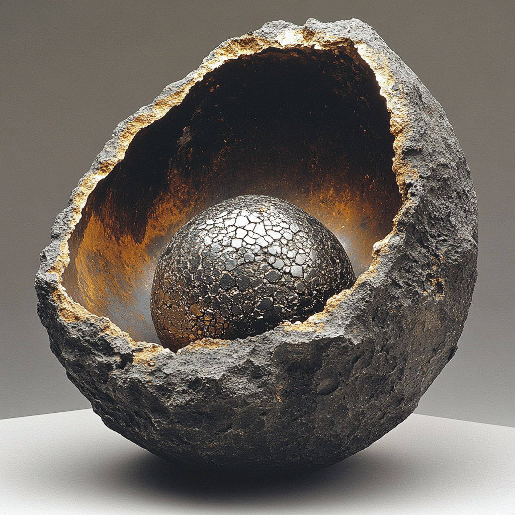 Caravaggio Inspired Meteorite On Basalt paint by color