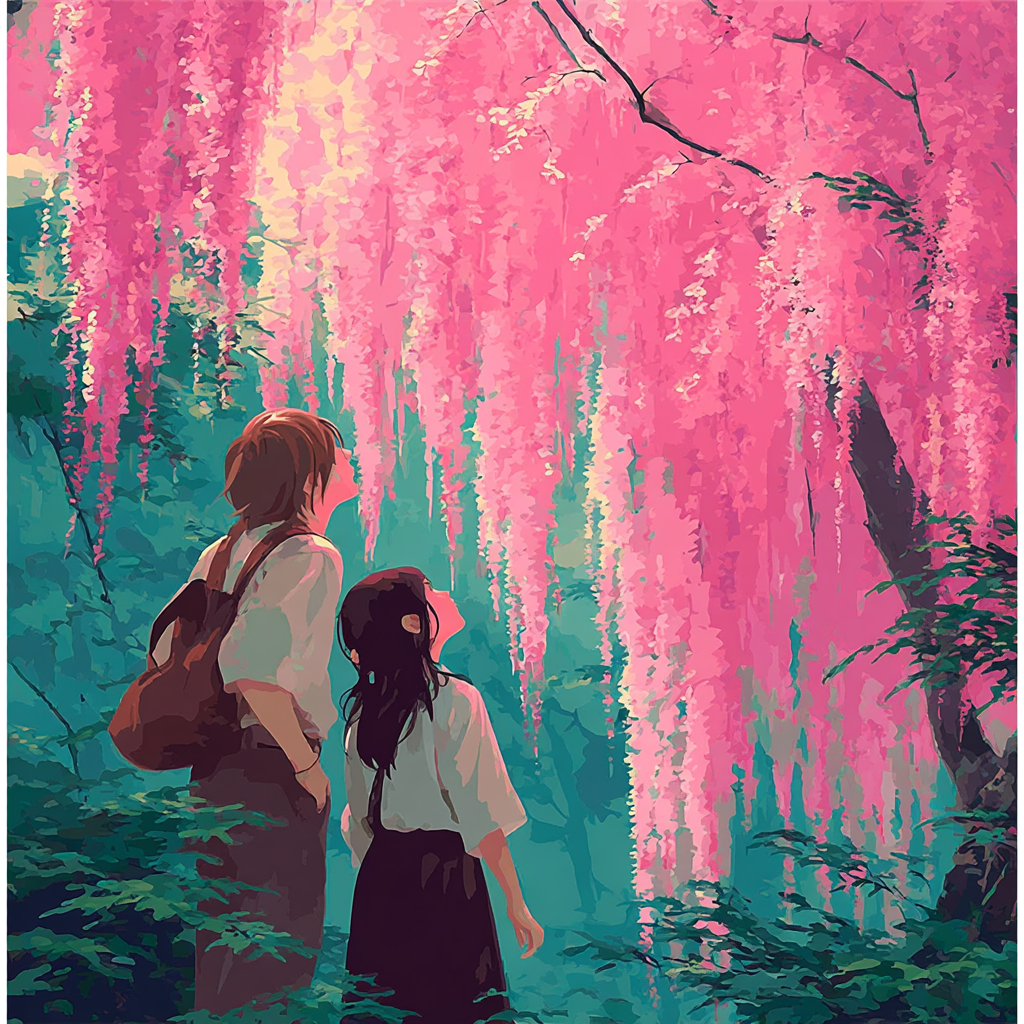 Embrace Under Cherry Blossoms Painting By Numbers Kit