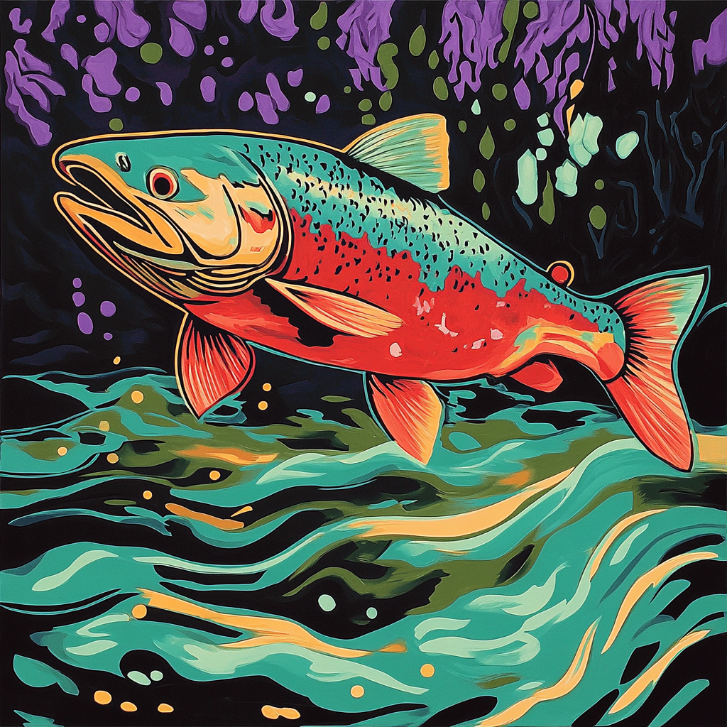 Norval Morrisseau Inspired Salmon Of The Sacred River paint by number