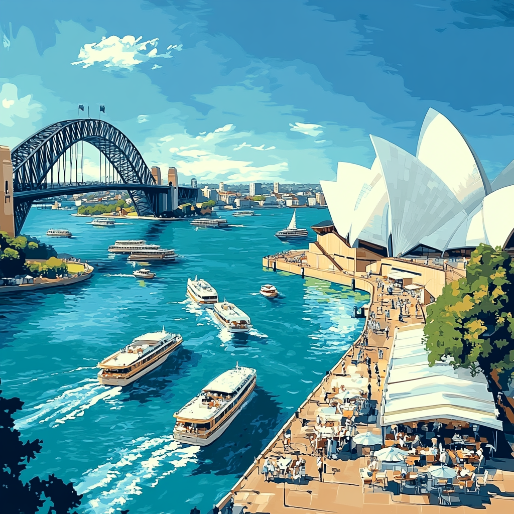 Sydney Harbour Bridge And Opera House From Circular Quay Australia paint by number