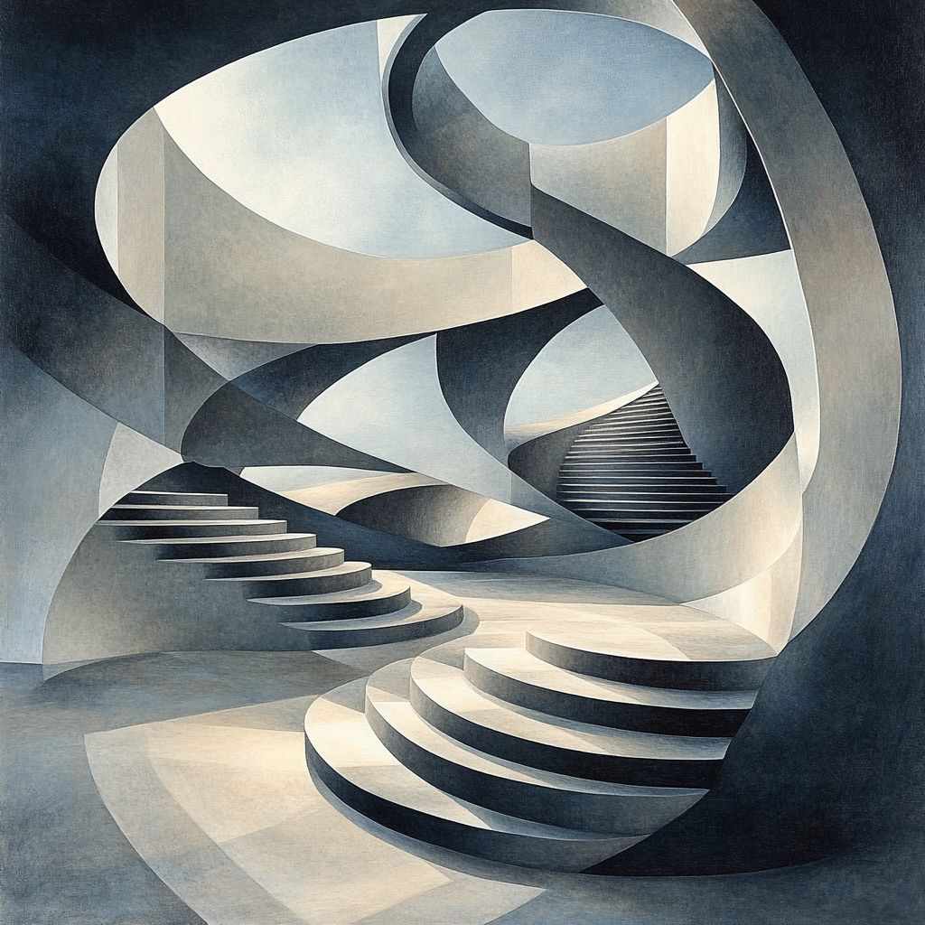 M.C. Escher Inspired Infinite Stair Tessellation paint by color