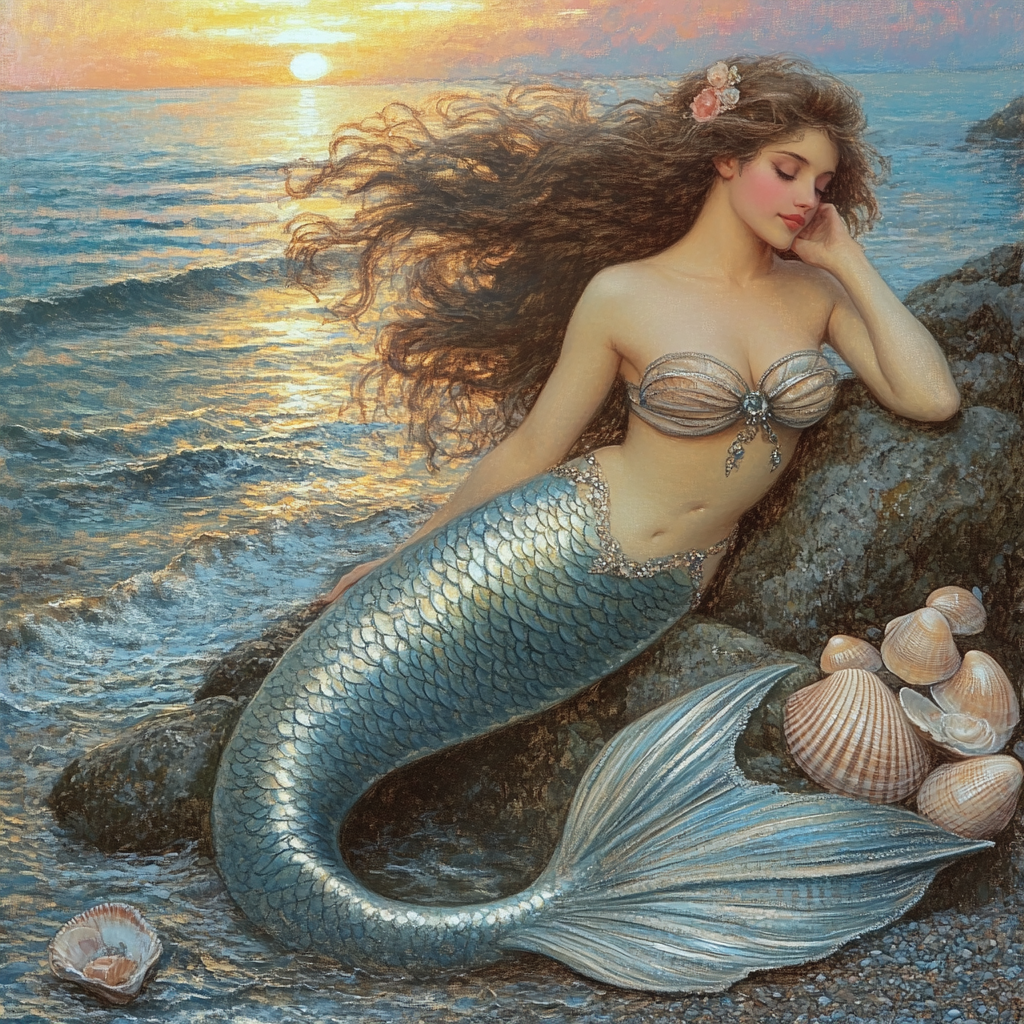 John William Waterhouse Inspired Mythic Mermaid paint by number