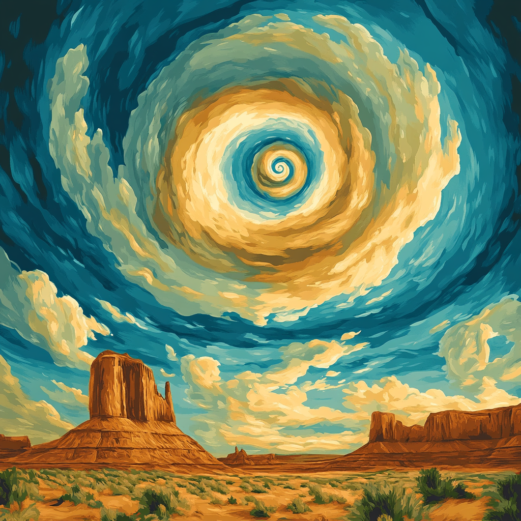 Georgia OKeeffe Inspired Spiral Cloud Over Mesa paint by number