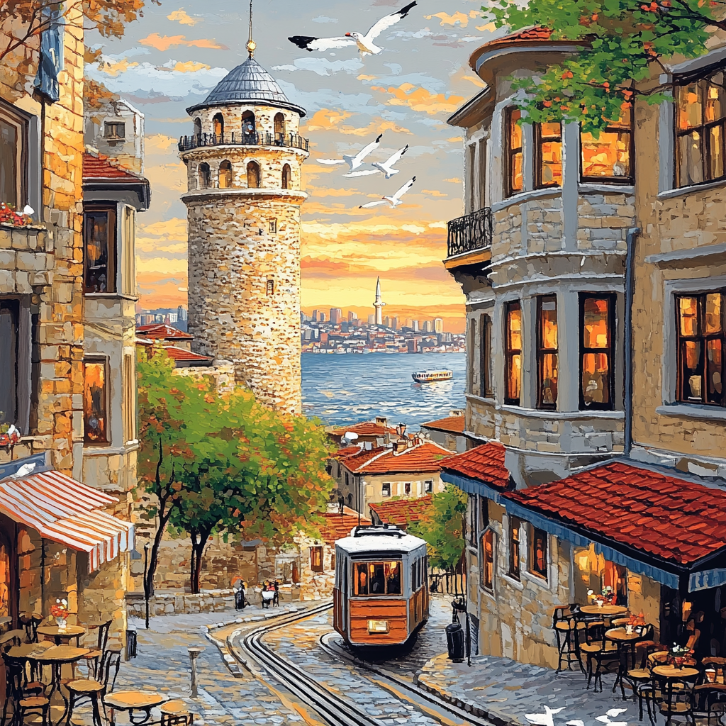 Galata Tower Panoramic Istanbul Turkey paint by color