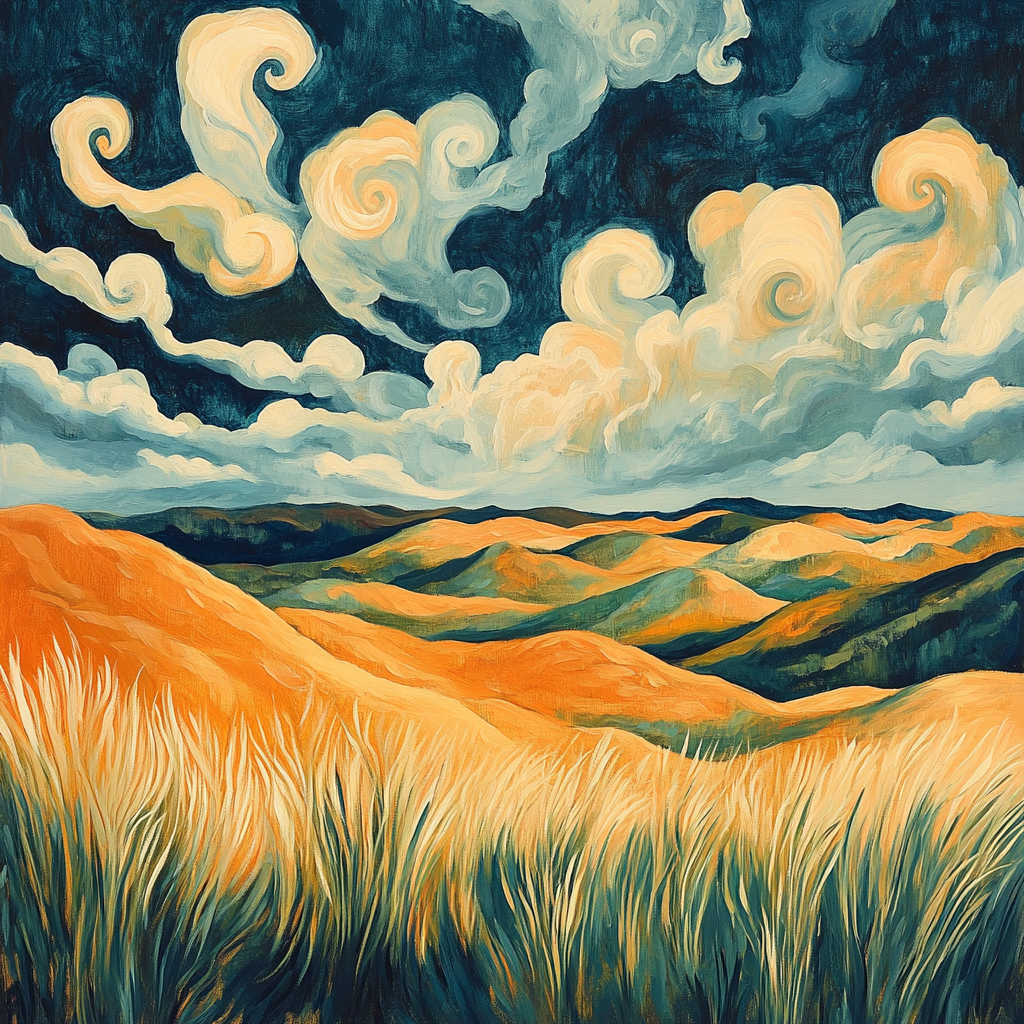 Edvard Munch Inspired Trembling Heathland paint by color