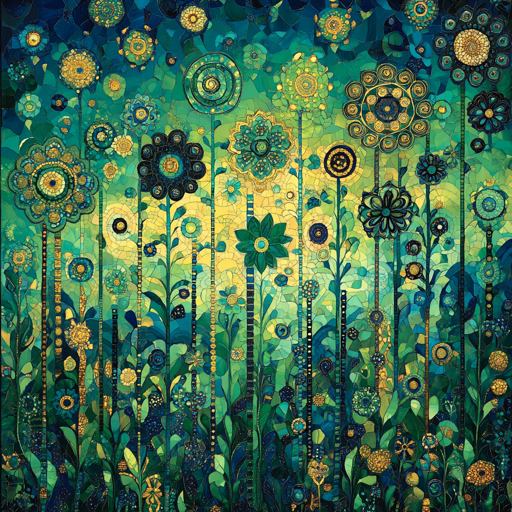 Gustav Klimt Inspired Mosaic Twilight Garden Paint by numbers kits