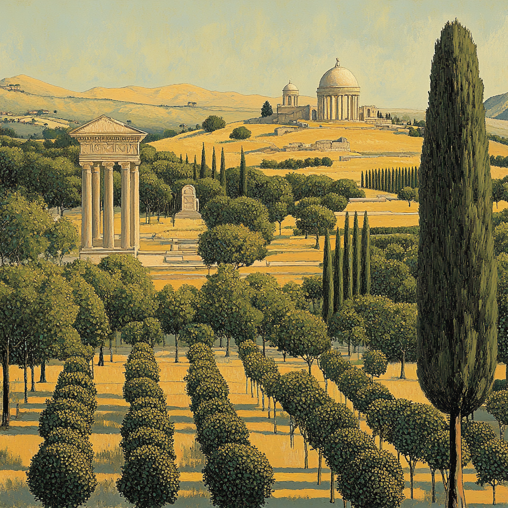 Raphael Inspired Idealized Horizon With Rolling Hills Numbered painting kits