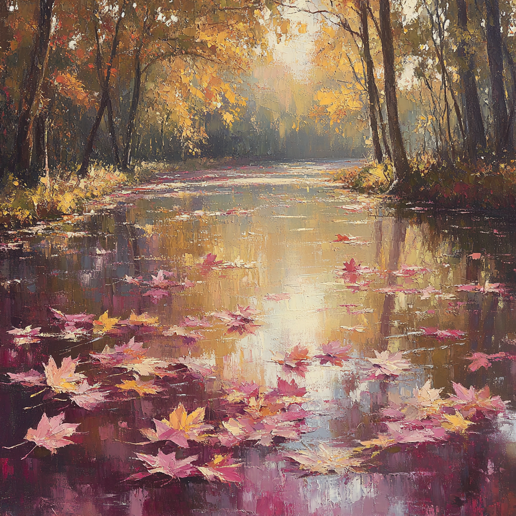 Edgar Degas Inspired Quiet Reflection Of Autumn Leaves paint by color