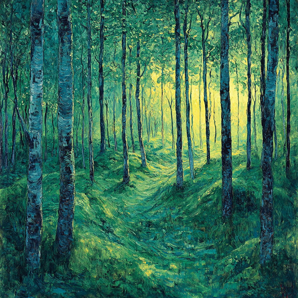 Edvard Munch Inspired Enchanted Trembling Forest Number painting