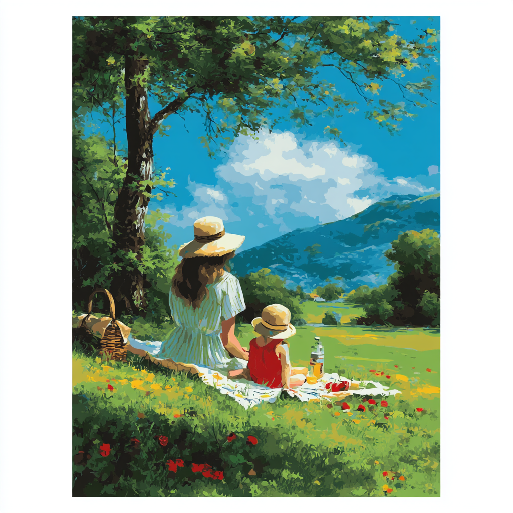 Picnic Of Motherly Delight Numbered Painting Kits