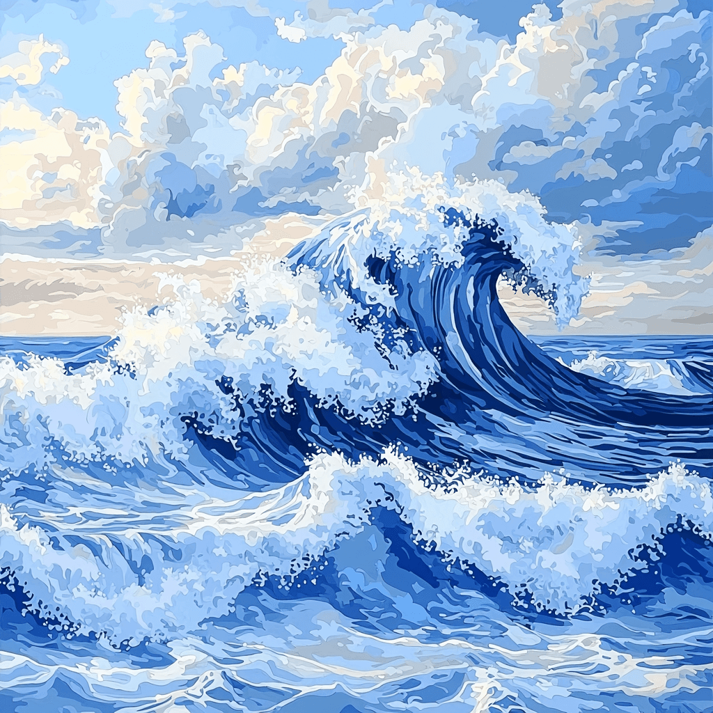 Katsushika Hokusai Inspired Japanese Waves Of Tranquility Paint By Numbers Kits