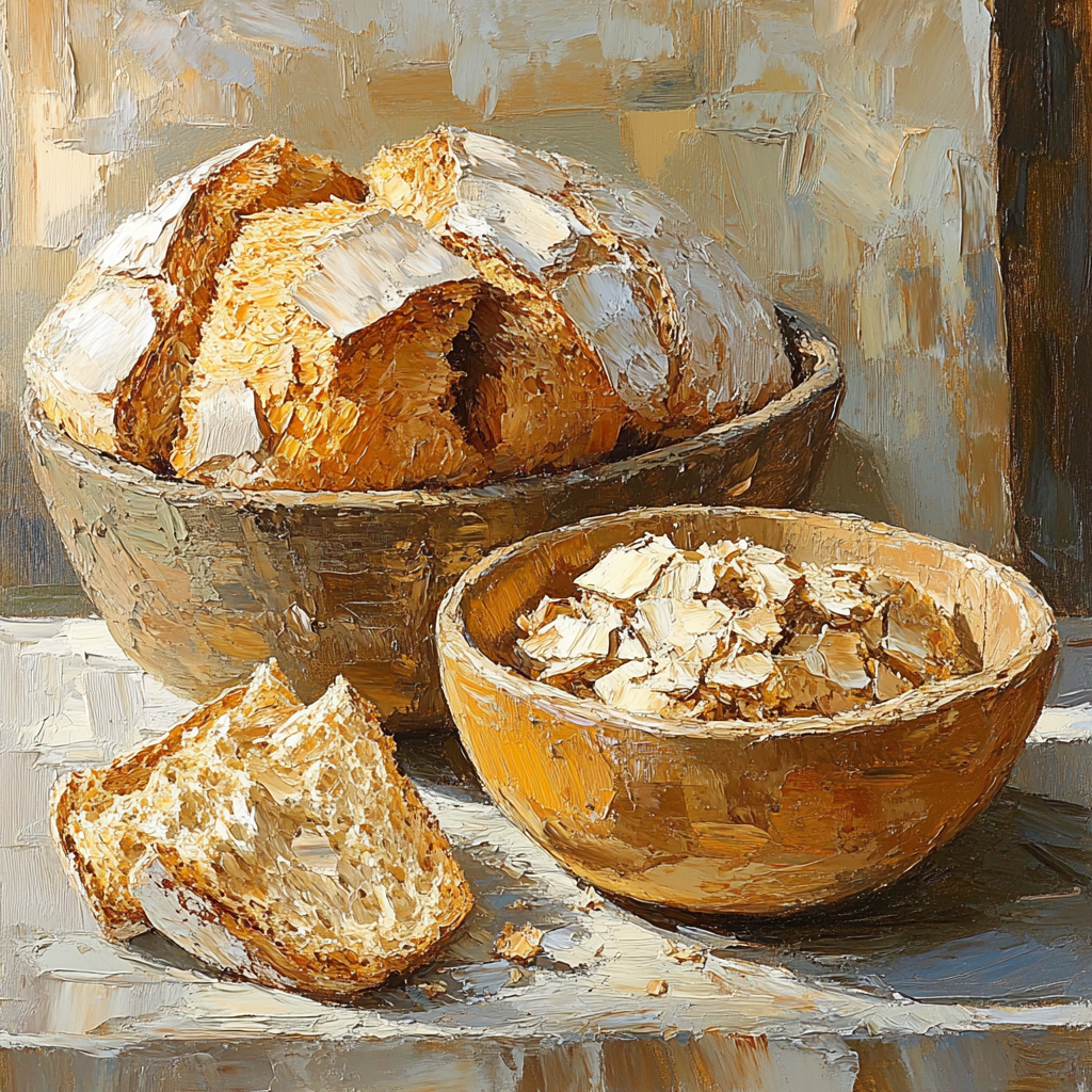 Lucian Freud Inspired Bread And Bowl paint by color