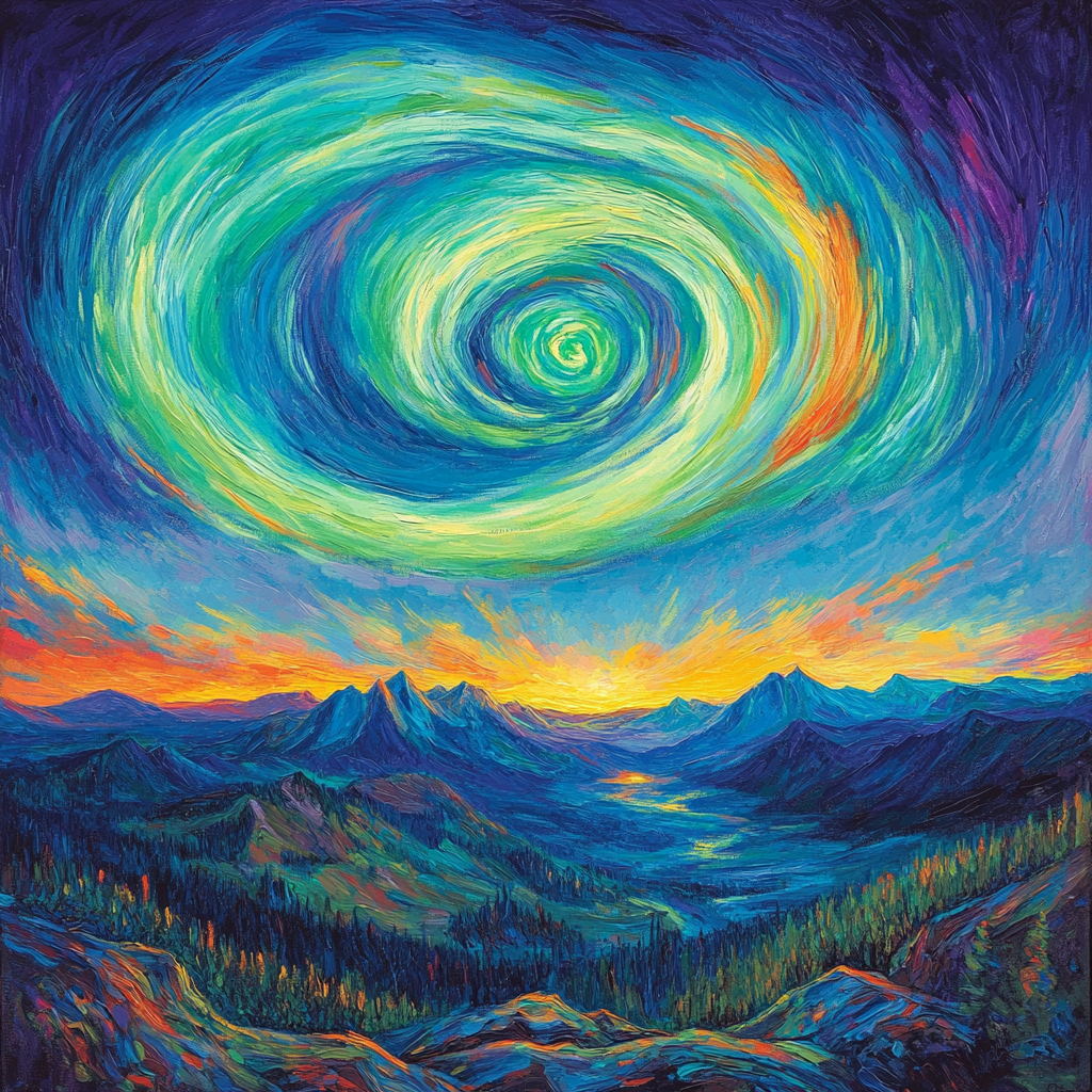 Edvard Munch Inspired Cosmic Aurora Landscape Numbered painting kits