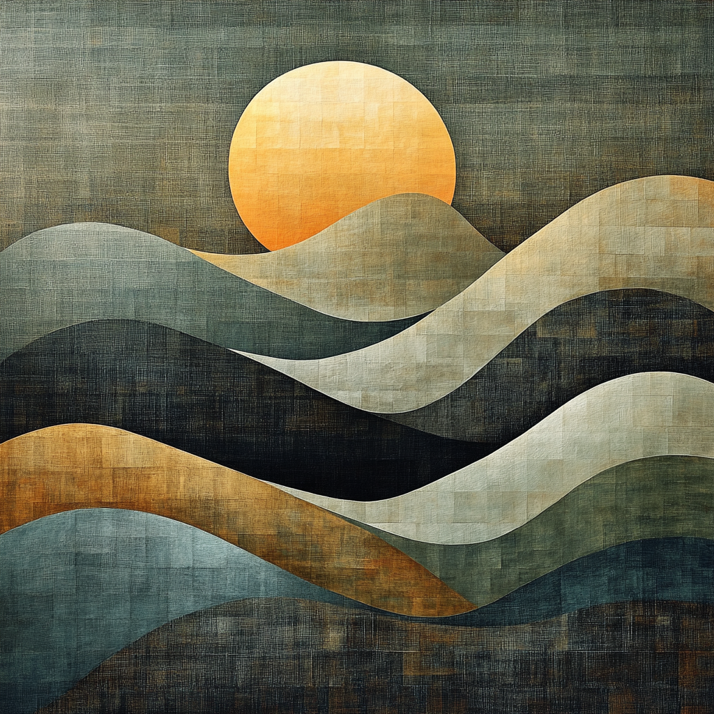 Barbara Hepworth Inspired Abstract Mountain Forms paint by color