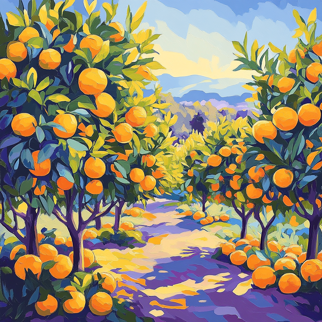 Paul Cézanne Inspired Tranquil Citrus Garden Paint by numbers art