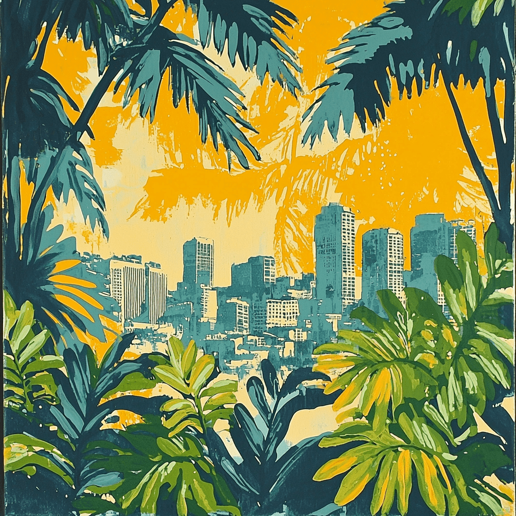 Contemporary Street Art Inspired Inspired Tropical Urban Oasis Number Painting