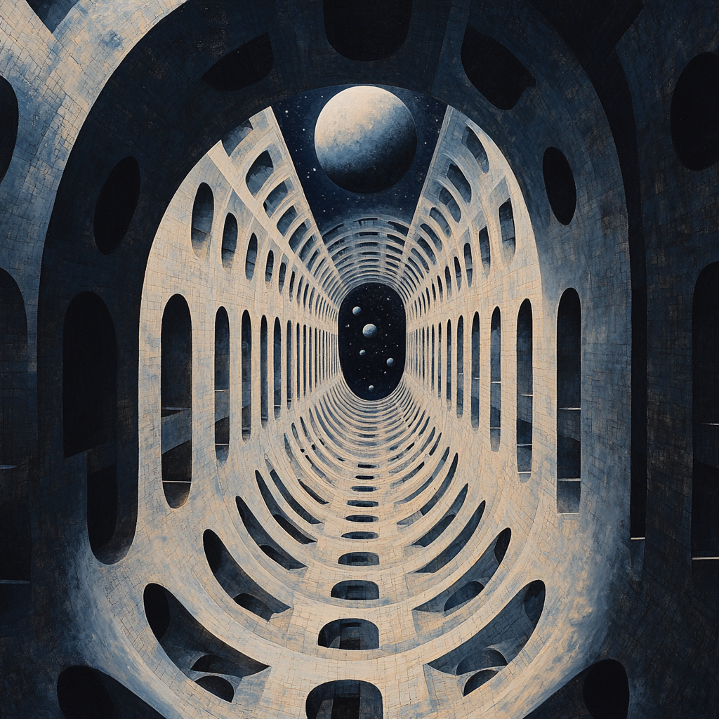 M.C. Escher Inspired Orbital Metropolis Of Echoes Paint by numbers art