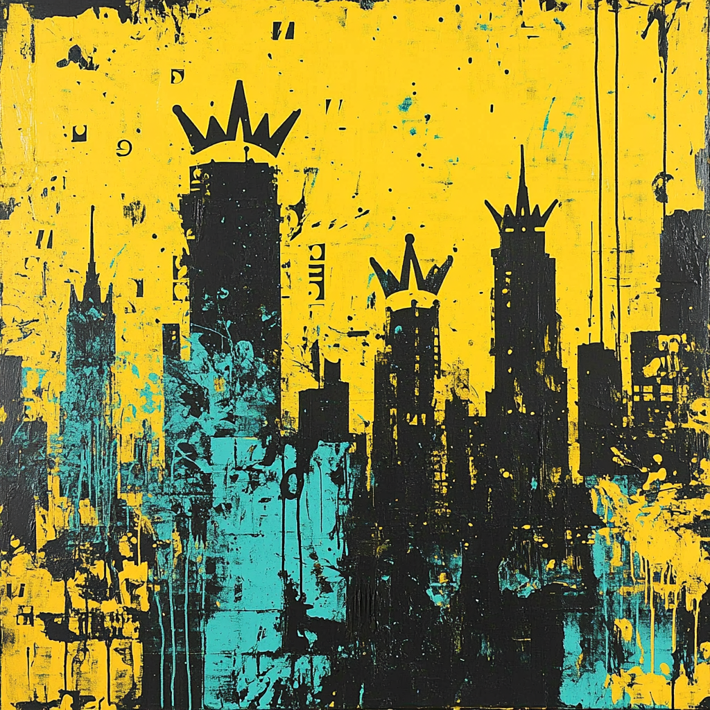Jean-Michel Basquiat Inspired Urban Crownscape paint by color