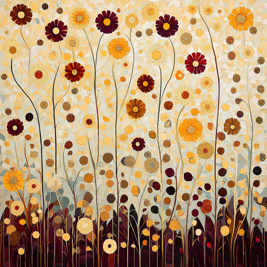 Gustav Klimt Inspired Symbolic Meadow Of Golden Blooms Painting by numbers kit