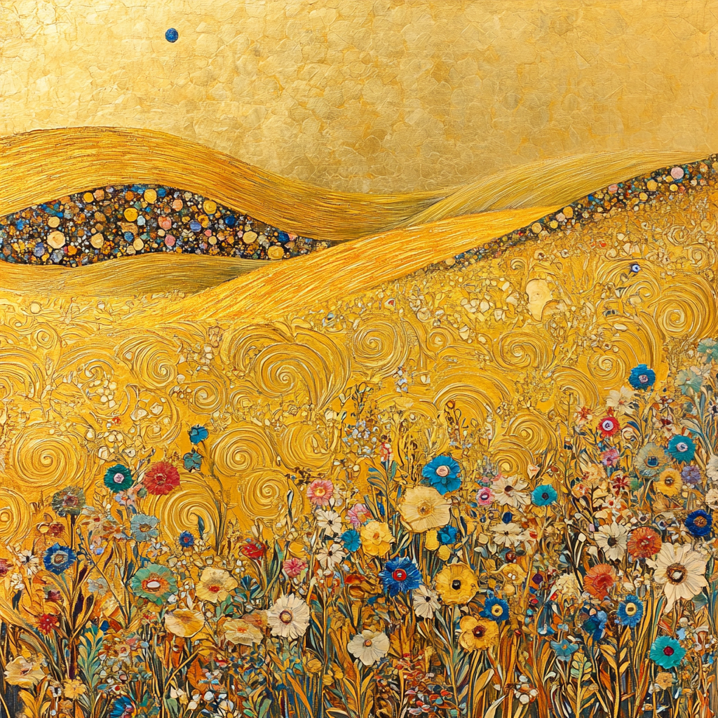 Gustav Klimt Inspired Dreamy Gold Fields DIY paint by numbers