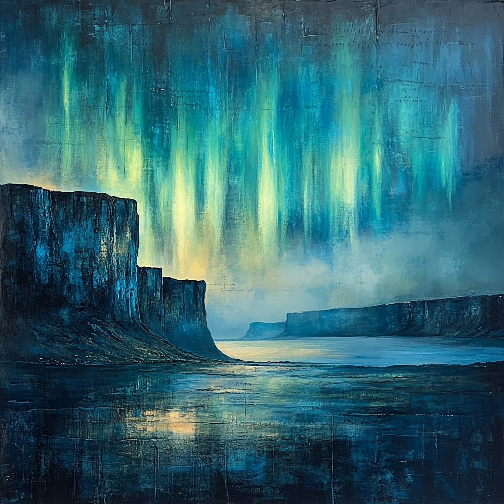 Leonardo Da Vinci Inspired Aurora Over Fjord Paint by numbers art