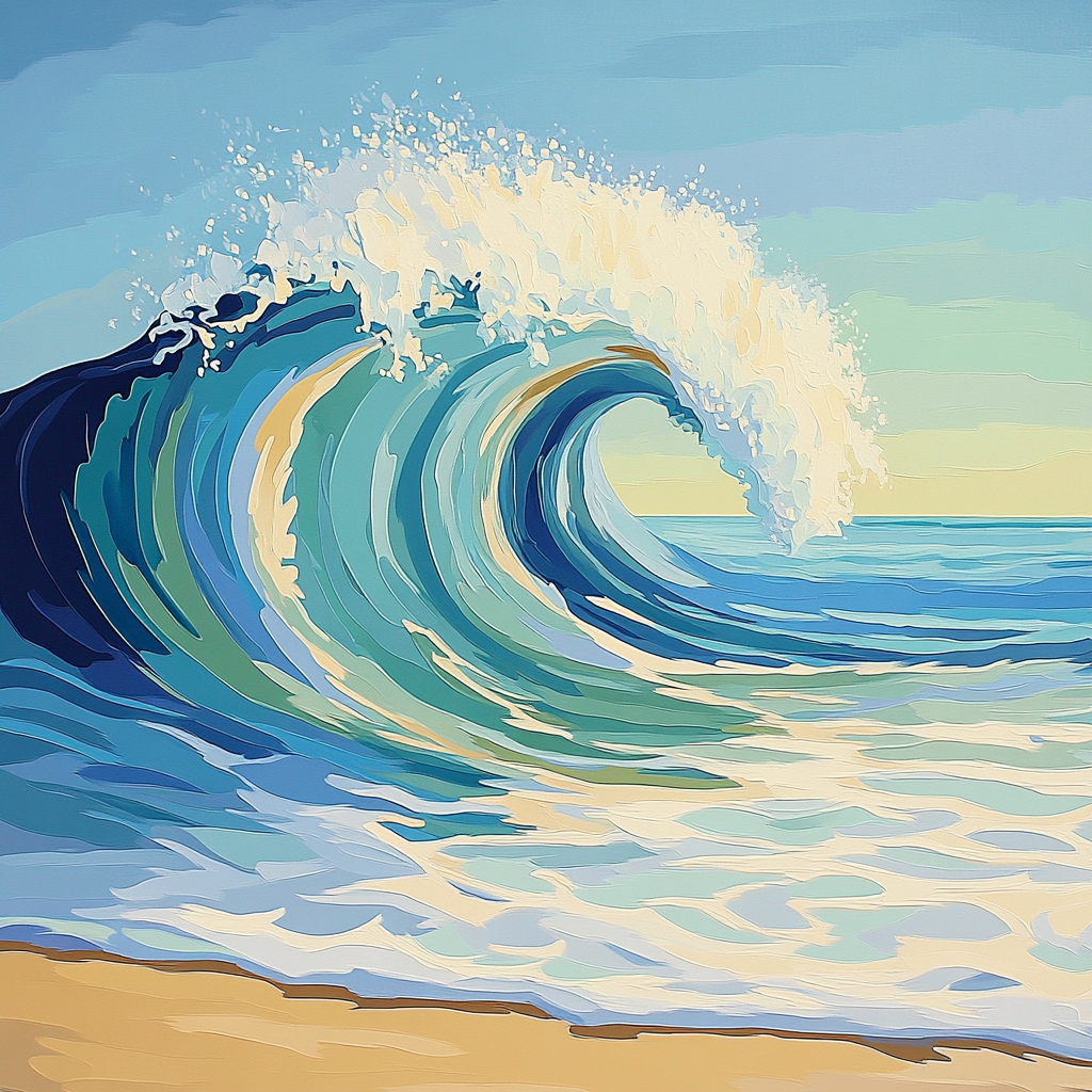 Hiroshige Inspired Tidal Wave Echoes paint by number