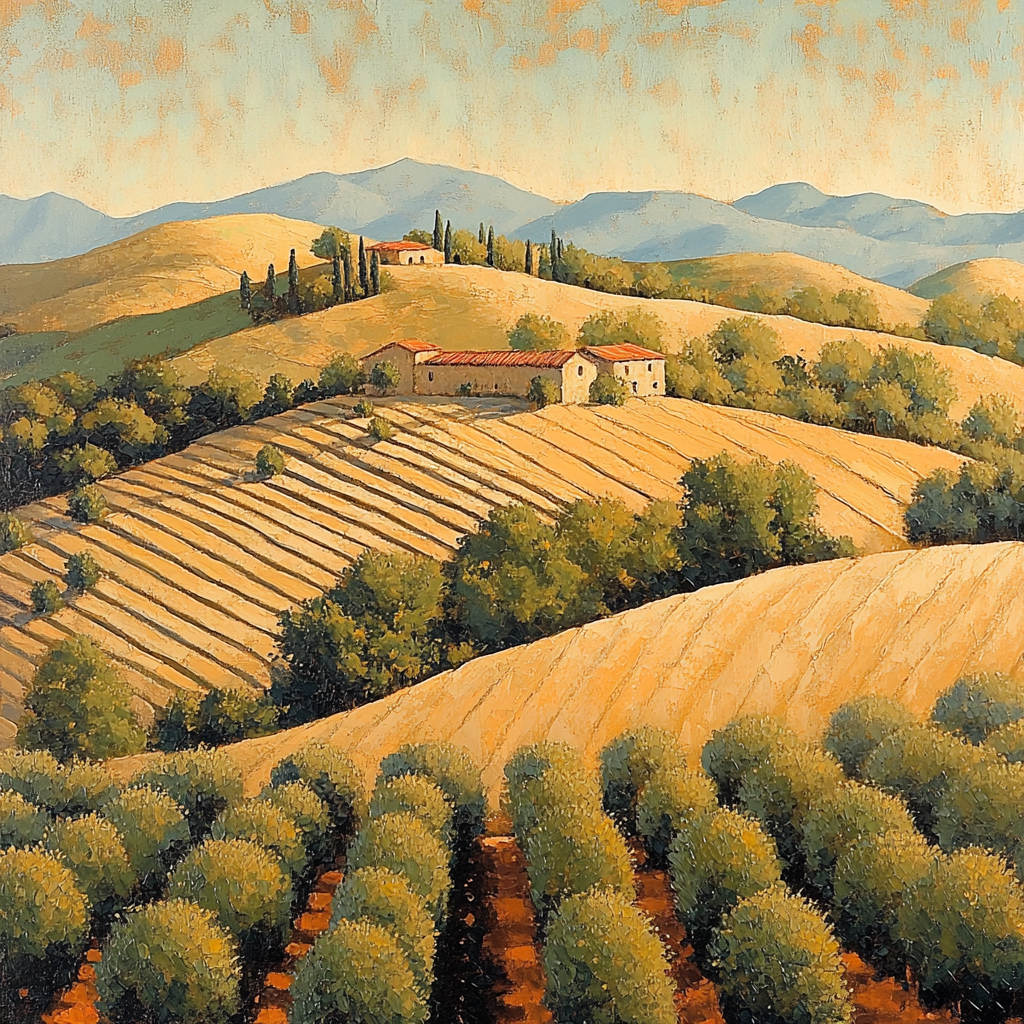 Paul Cézanne Inspired Mediterranean Hillscape paint by number