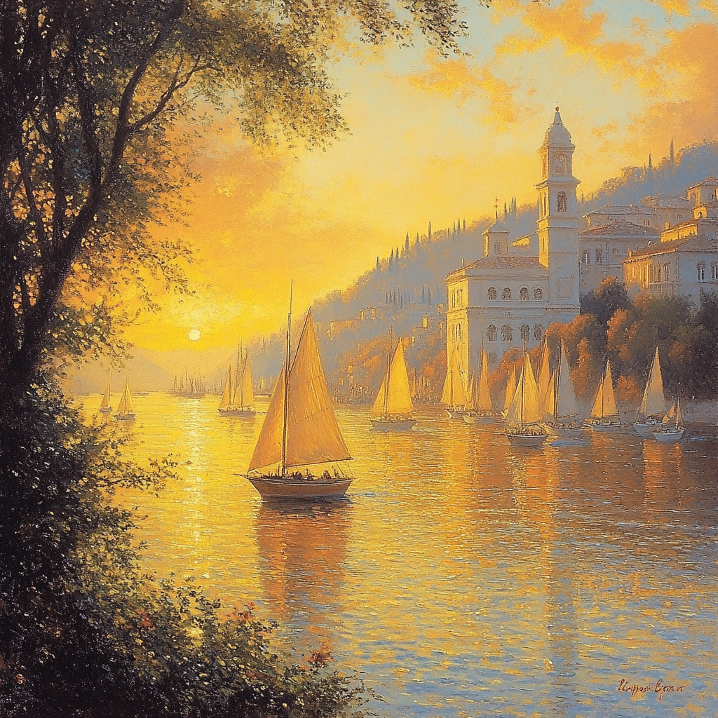Claude Lorrain Inspired Golden Sunset Harbor paint by numbers