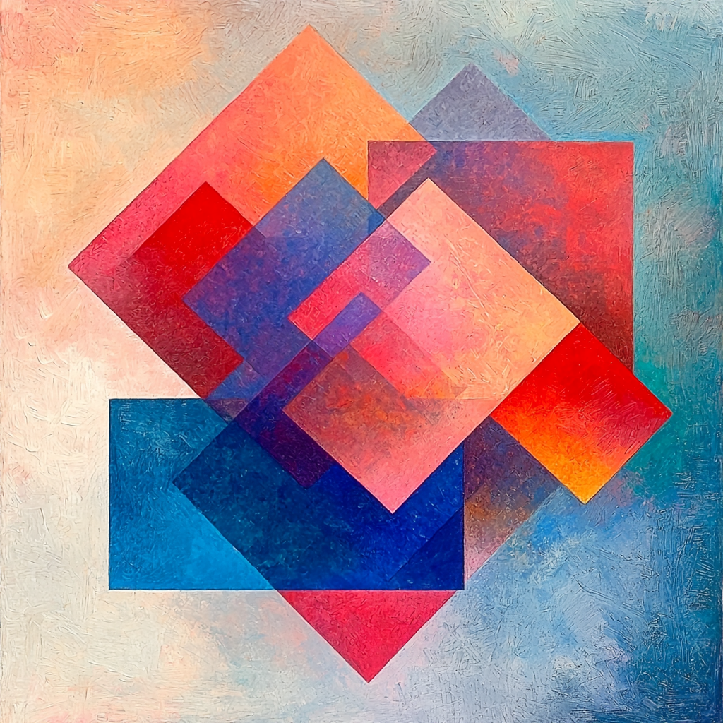 Kazimir Malevich Inspired Layered Perspectives Paint By Numbers Art