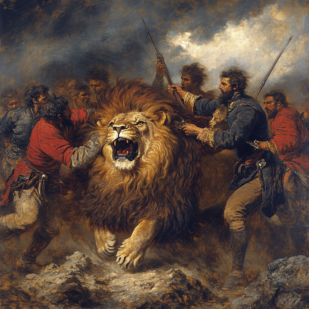 Eugène Delacroix Inspired Lion Hunt Numbered painting kits
